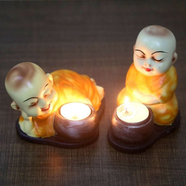 JaipurCrafts Ceramic Child Monk Showpiece (Set of 2, 13 cm, Yellow) Online