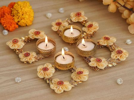 Webelkart Handmade Diwali Tealight Candle Holders for Home & Pooja Room (Set of 4 White) on Sale