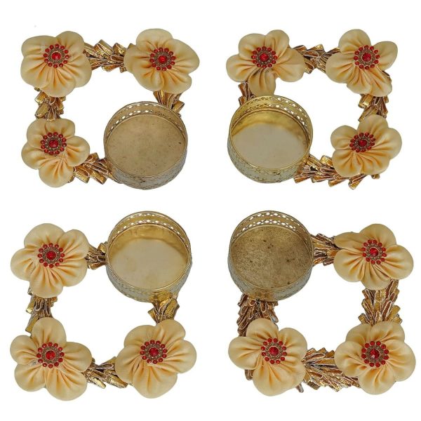 Webelkart Handmade Diwali Tealight Candle Holders for Home & Pooja Room (Set of 4 White) on Sale